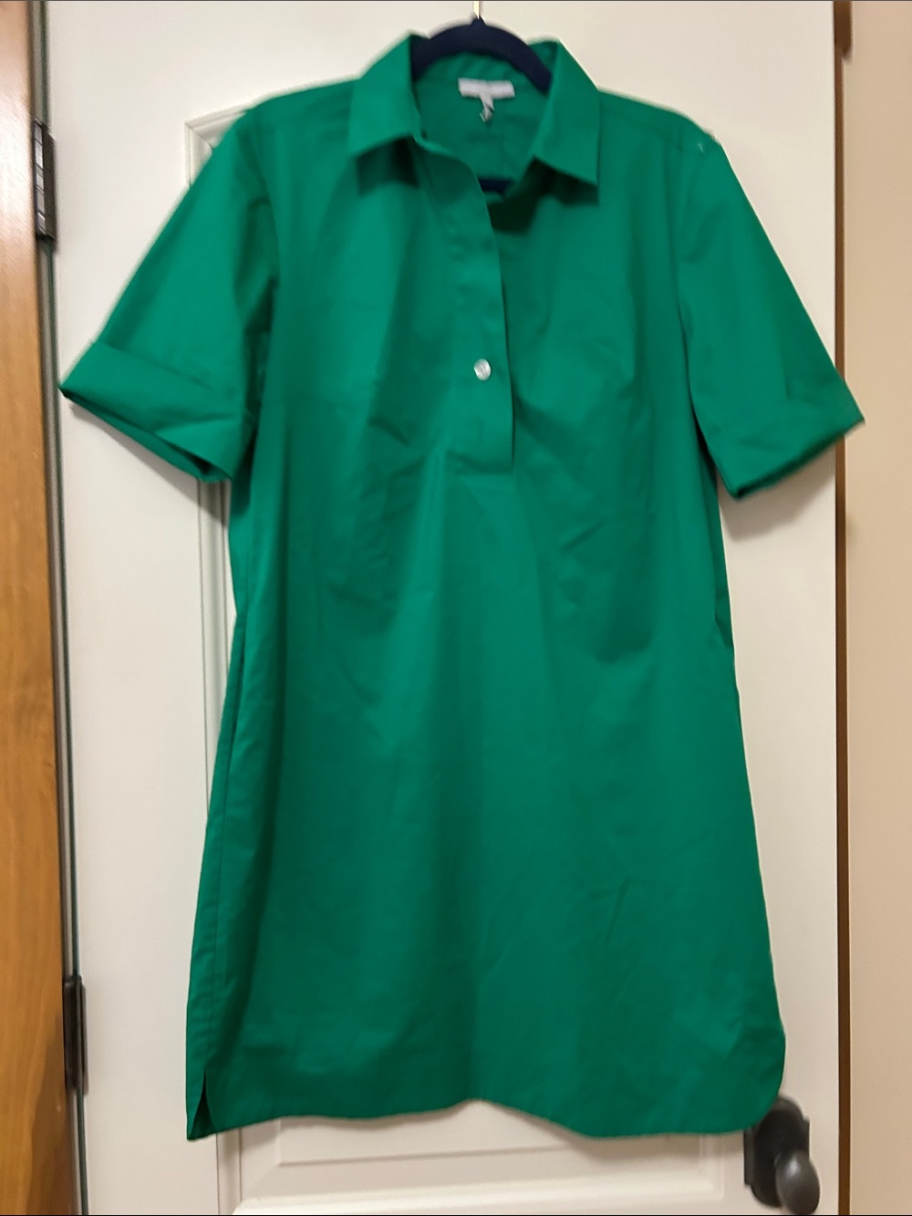 Hinson Wu Aileen Emerald Green Collared Short-Sleeve Button Back Dress